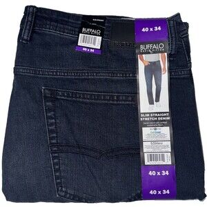 Buffalo David Bitton Mens 40x34 Blue Jackson Slim Straight Stretch Denim Jeans
